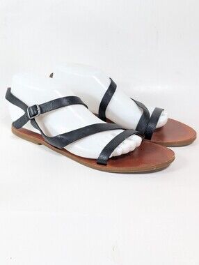 Lucky Brand Women’s Black Double Strap Flat Gladiator Sandal Size 9.5M